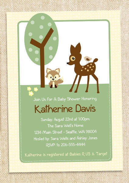 Woodland Baby shower invitation - set of 12 Il_570xn