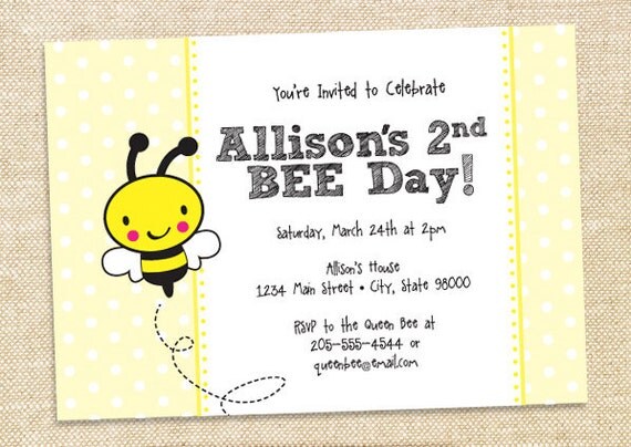 Bee Birthday invitations - set of 12 Il_570xn
