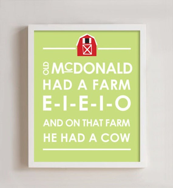 8 x 10 Kids/Nursery Art Print - Old McDonald wall art Il_570xn