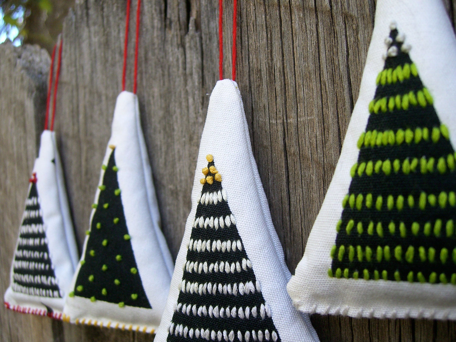Set of 4 Balsam Fir Christmas Tree Ornaments