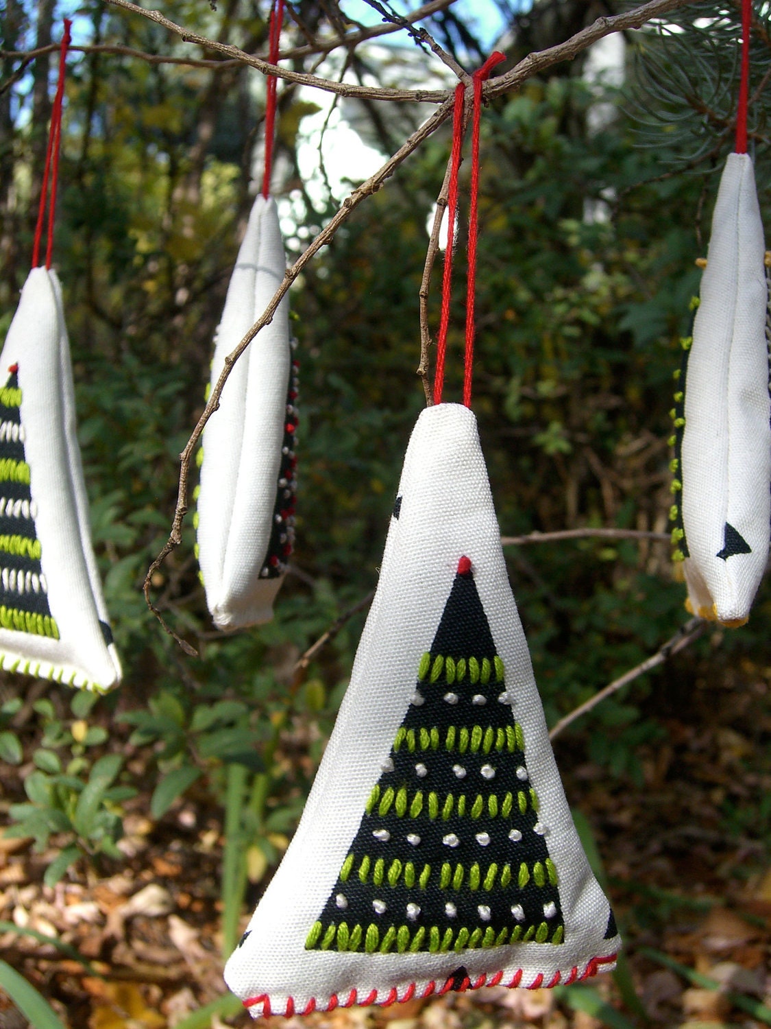 Set of 4 Balsam Fir Christmas Tree Ornaments