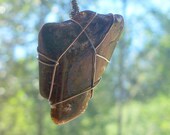 Petrified Wood Pendant. Agatized, Polished, Wire Wrapped Pendant only Or have a custom hemp necklace made. Unique one of a kind OOAK HHM