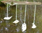 Beach Cottage Mobile Handmade from Natural Knot Beach Wood Driftwood Seashell Sea Shell, Glass Beads. Room Decor or for your Porch.
