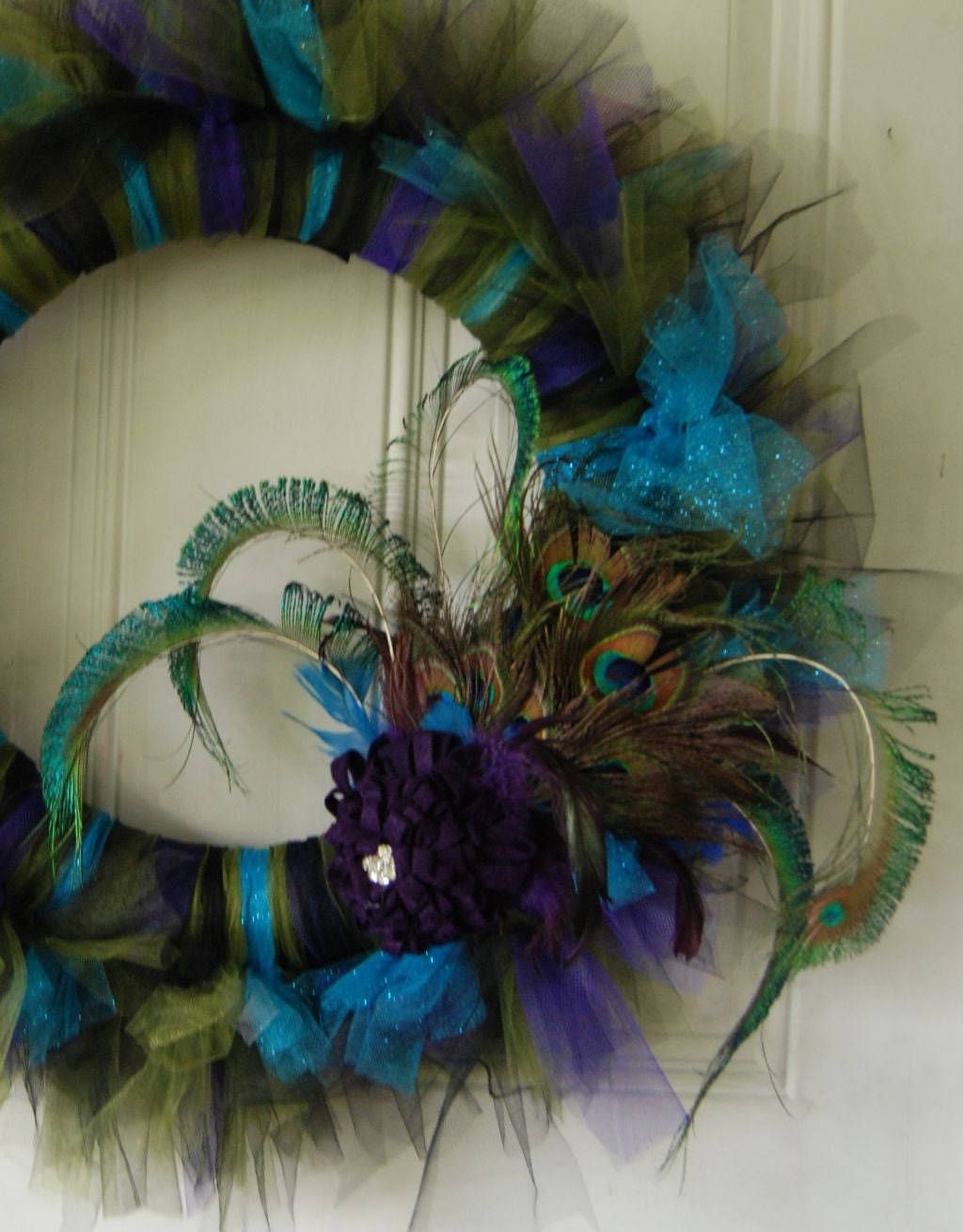 LAST ONE And ready to ship: Jumbo Picky Peacock Tutu Wreath