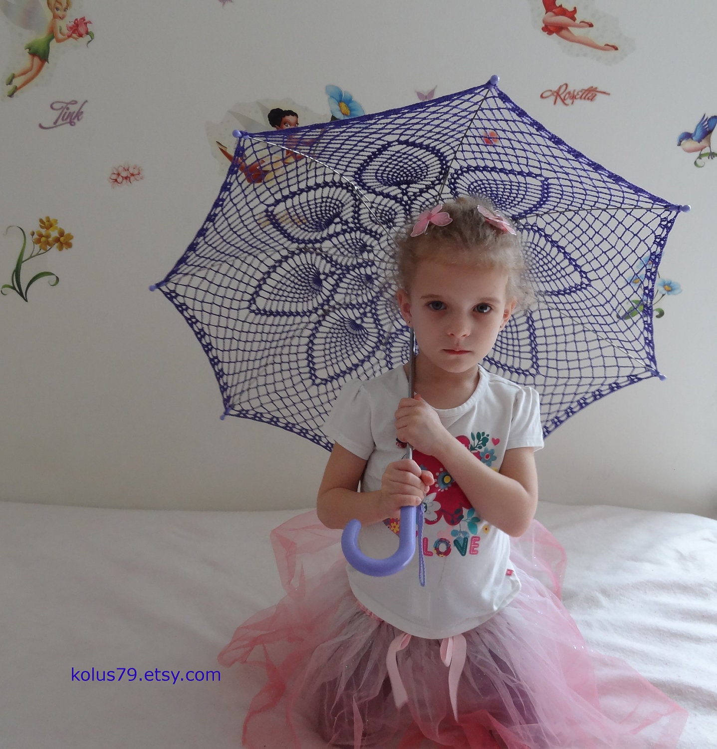 32" Purple Pineapple, Violet Lace Crochet UMBRELLA PARASOL, Barefoot Summer Wedding,  Mothers Day Flower Girl, Steampunk, Goth-Ready to Ship