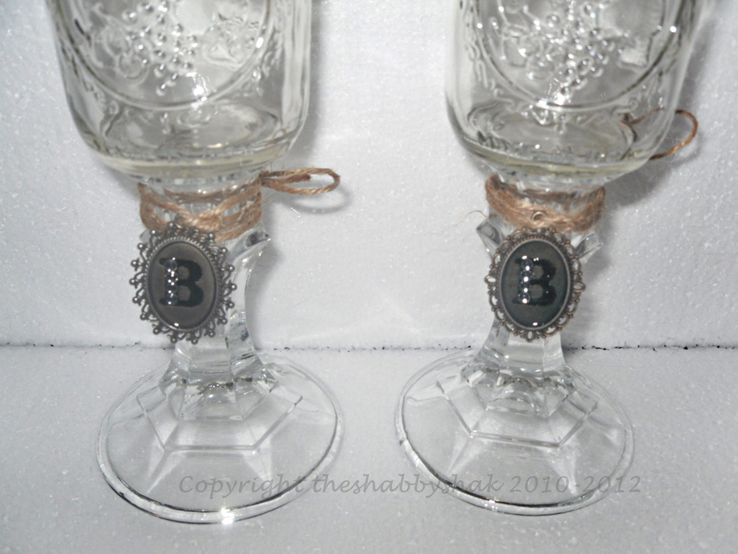 Rustic Chic Mason Jar Wine Glass Set / Bling / Redneck Wine Glasses / Personlized / Hillbilly chic wine glasses / Shabby Chic Decor