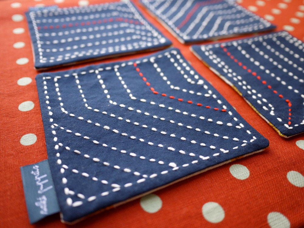 Sashiko Angles, Cotton Coaster Gift Set