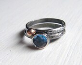 London blue topaz stack set in Silver With 14kt Gold Size 5 Night Skies
