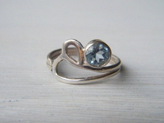 Blue Topaz and Silver Ring Size 6