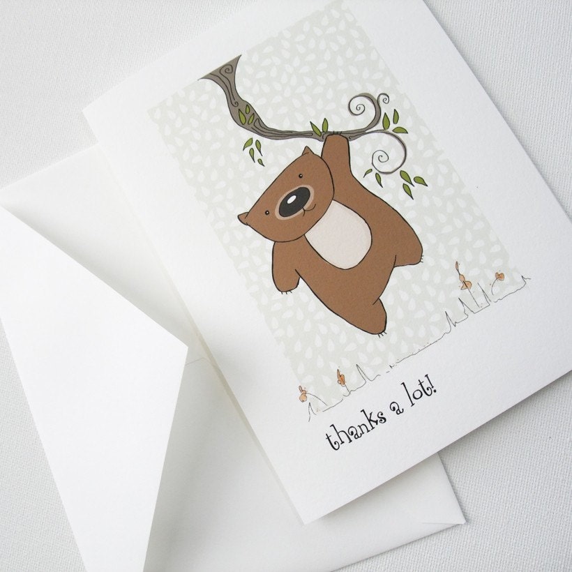 Thank you card, custom card Wom on a Vine