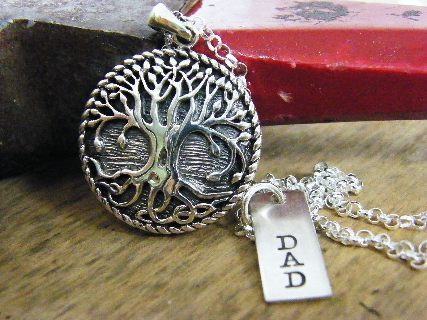 sturdy tree with dad tag sterling silver necklace fathers day