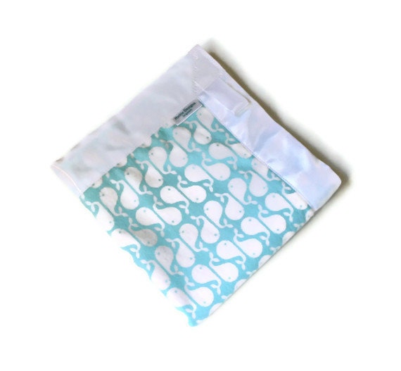 Baby Boy Security Blanket in Minky and Flannel Whales