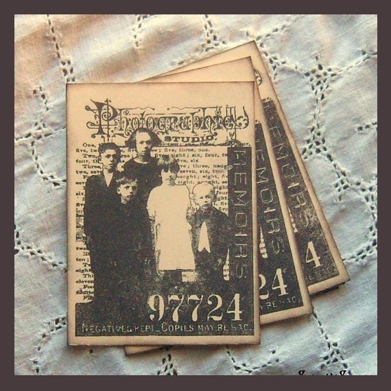 Stamped Vintage Inspired Hang Tags Old Photo Set of 6