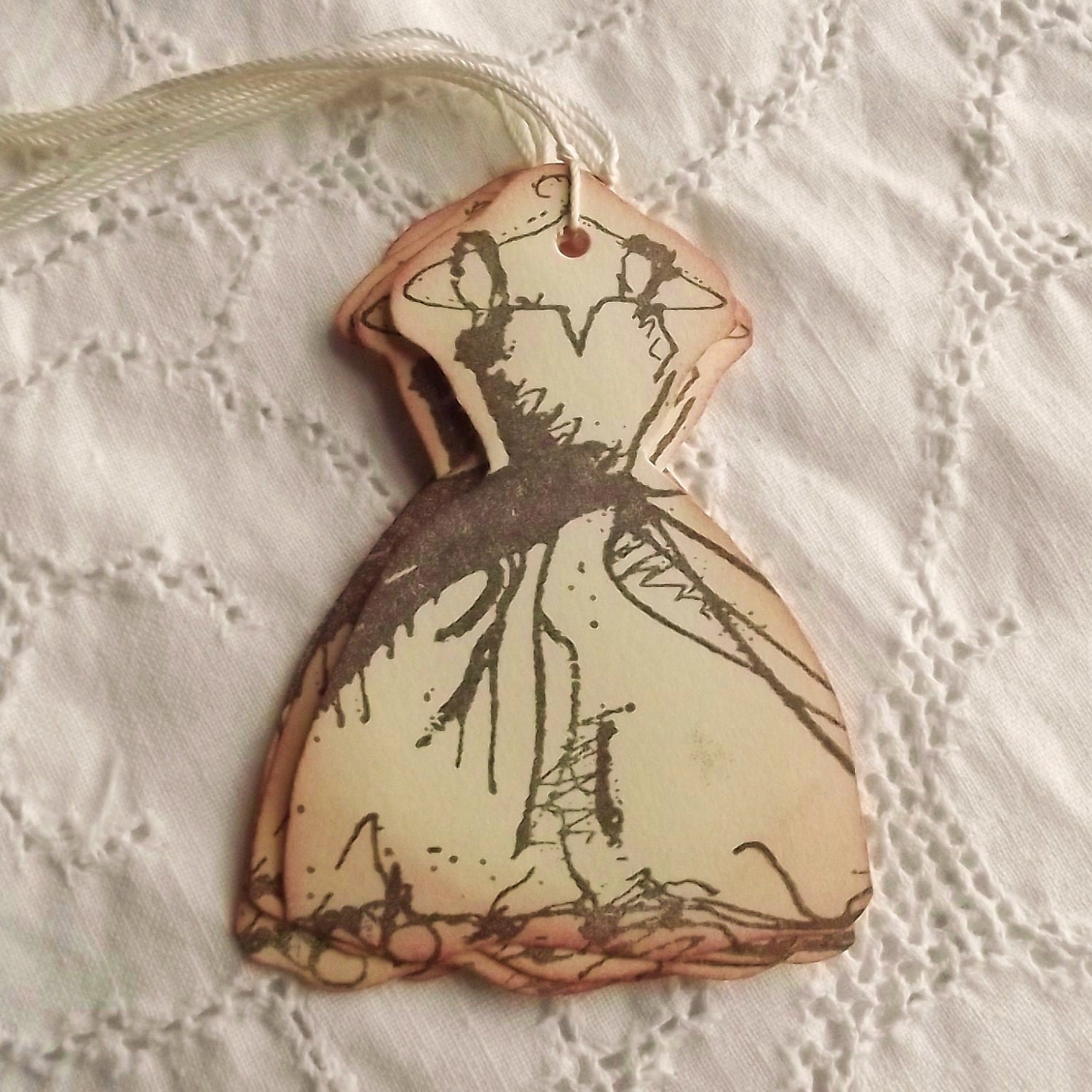 Vintage Dress Tags - Shaped, Vintage Inspired, Hand Stamped, Couture, Shabby Chic