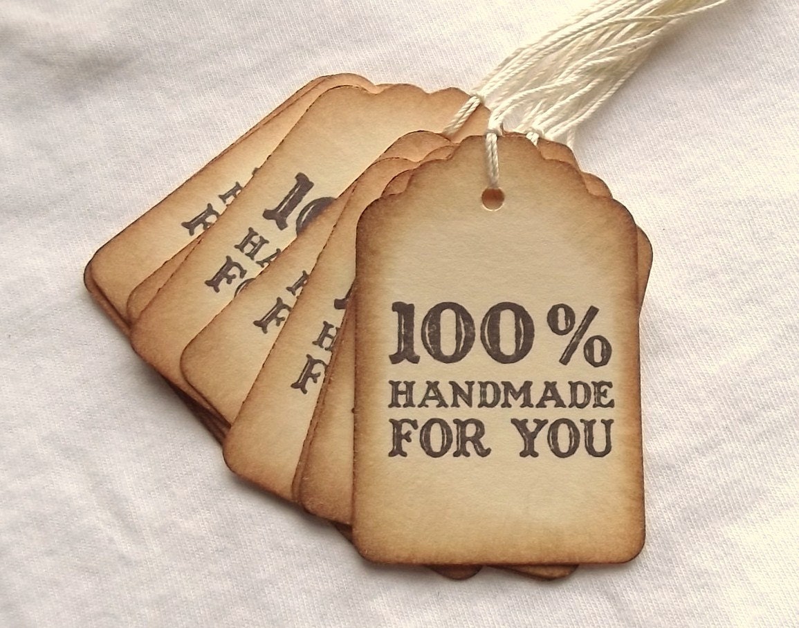 Handmade For You Tags - Vintage Inspired, Brown, Cream, Hand Aged 8