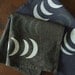 18 inch Hand-printed "Nights" Table Napkin, White and Grey on Washed Charcoal