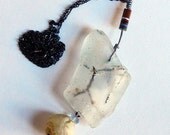 Sea Fog Seashore Inspired Jewelry - Boho Chunky Sea Glass Necklace with Vintage Elements - Beach Finds Mixed Media Jewelry - Gift under 40