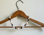 Vintage Designer Signed Jewelry - Jones New York Necklace - Black White & Gold Beads - Gift under 20