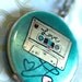Locket pendant Necklace with Vintage pastel Cassette tape -- Mixtape -- Totally 80s
