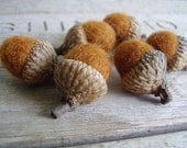 Felted wool acorns, set of 6, fox brown