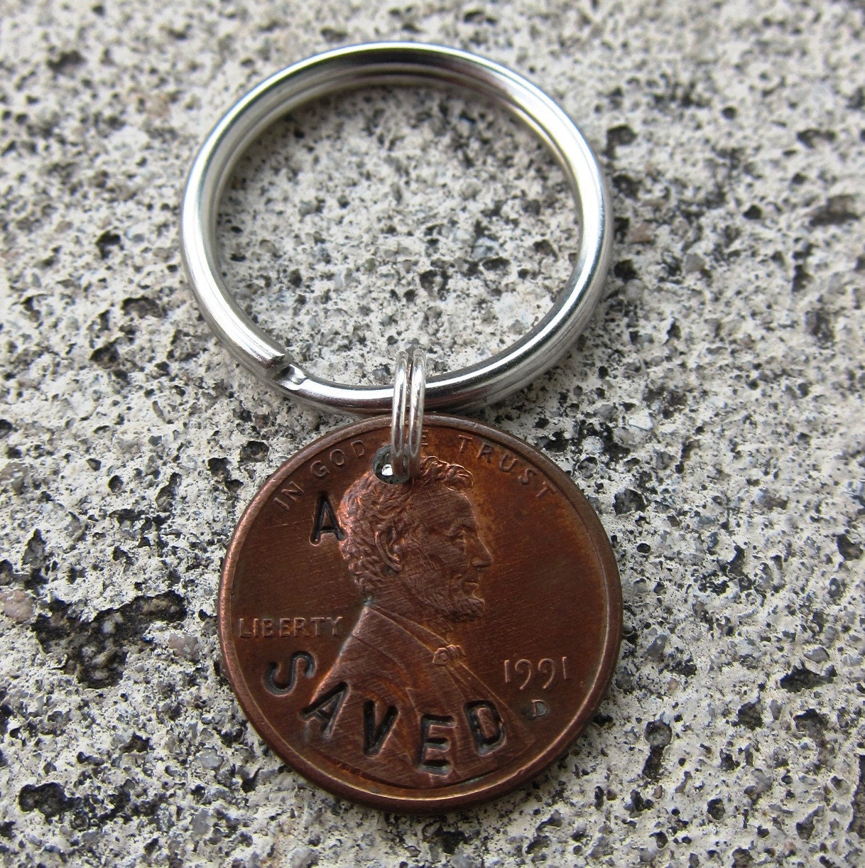 A Penny Saved - Hand Stamped Penny (choice of keychain, necklace or cell charm) -Made to Order-