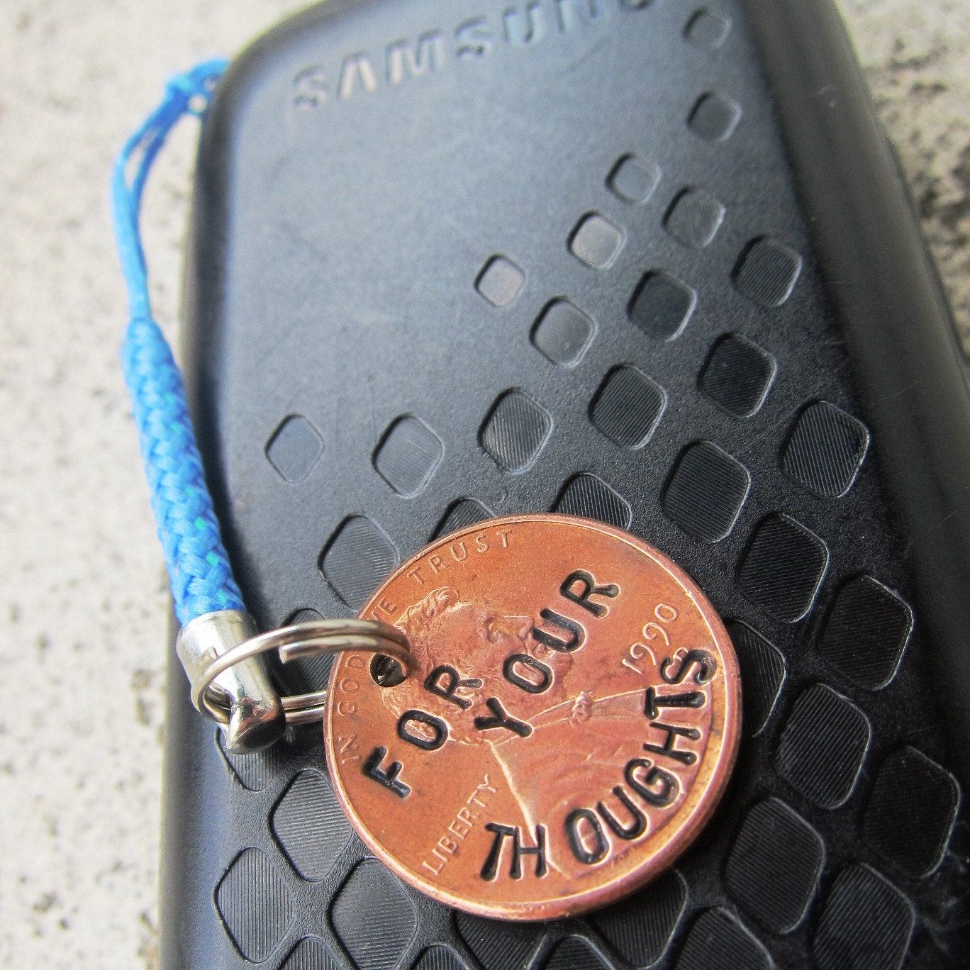 A Penny For Your Thoughts - Hand Stamped Penny (choice of keychain, necklace or cell charm) -Made to Order-