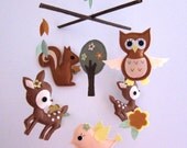 Baby Crib Mobile - Baby Mobile - Felt Mobile - Nursery mobile - Brown deer and her friends (Custom Color Available)