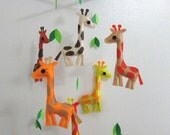 Baby Crib Mobile - Baby Mobile - Felt Mobile - Nursery mobile - colorful giraffe design (Custom color available)