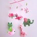 Mobile -Baby Crib Mobile - Baby Mobile - Crib mobiles - Felt Mobile - Nursery mobile - " PInk , Green frog & owl " Design