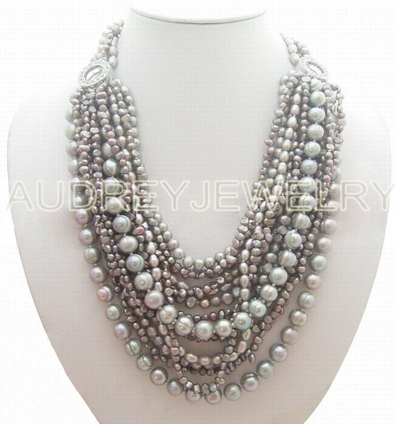 order for Rachel Labadie,29 inches,beadwork necklace,Beaded Jewelry,Multi Strand pearl necklace With GREY Freshwater Pearl