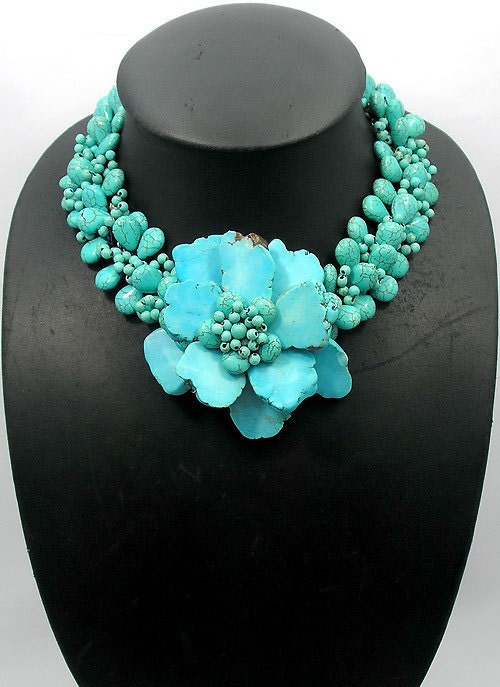 beadwork necklace,bib necklace,statement necklace,Beaded Jewelry,turquoise necklace ,choker necklace With Turquoise/earring set