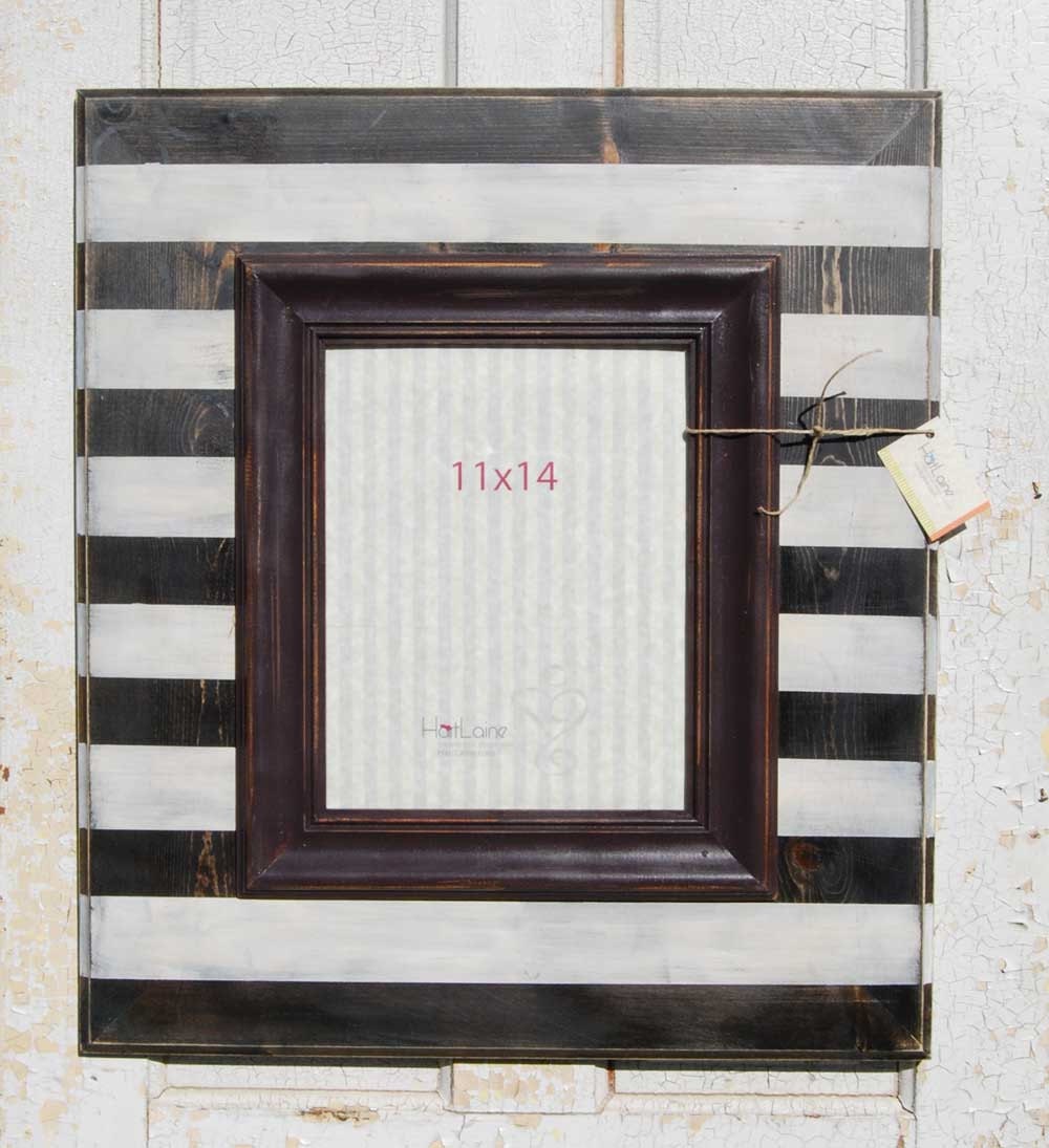 11x14 Striped Picture Frame - Black and White Stripes