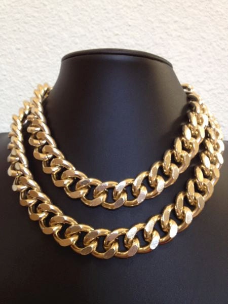 Freedom, Double Chunky Link Chain Necklace with buckle closure, Super Light Gold