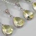 FOUR Lemon Yellow Necklace Teardrop Czech Glass Crystal Bridesmaids Jewelry, Bridal Jewelry REF-601