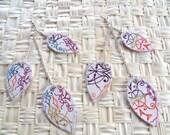 Dangle fabric earrings-triple leaf