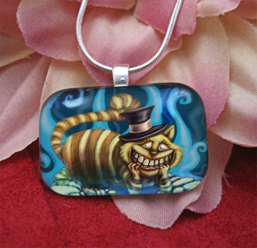 Alice in Wonderland Necklace - Cheshire Cat Pendant - Cat Necklace - fantasy gifts