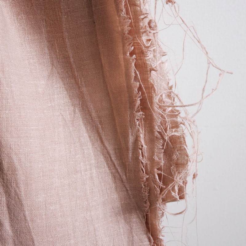 100% pure linen fabric plain colour dusty peach pink washed by the yard for sewing
