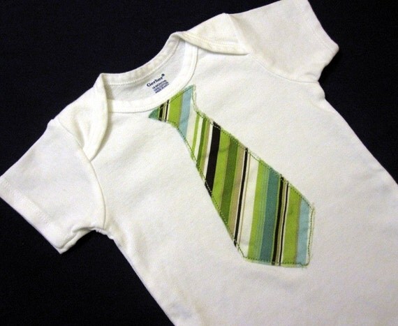 Green Striped Tie Onesie