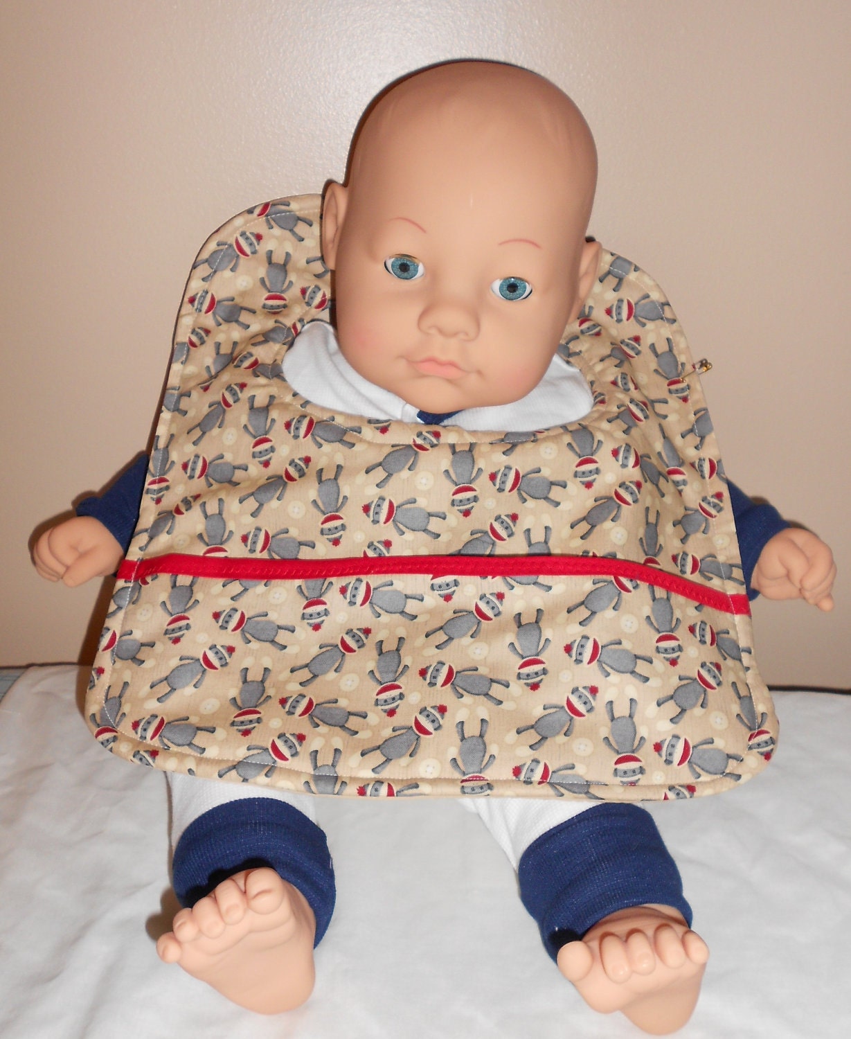 Sock Monkey Baby Bib
