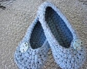Crochet Slippers, Women Slipper, House Shoes, Crochet Women Slippers, Blue Flecks and Country Blue, Accessories