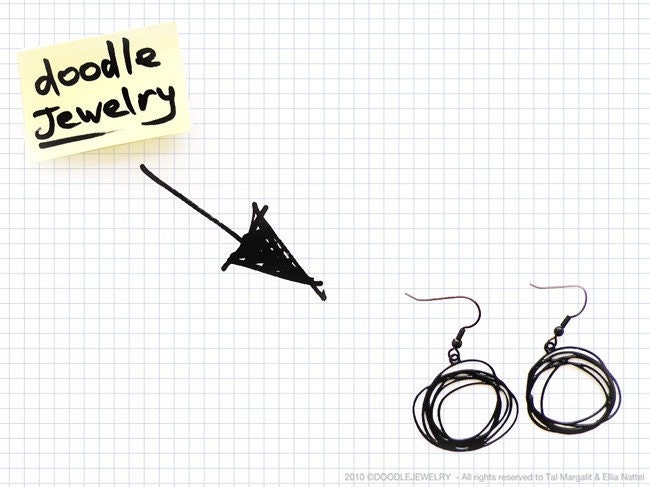 Doodle jewelry / Circles earrings in black