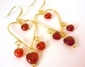 EARRING SALE Beaded Earrings Red Hot Hearts Chandelier Earrings