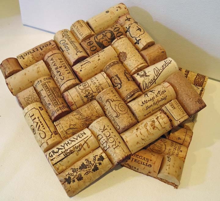 Upcycled Wine Cork Trivets (herringbone)-set of 2
