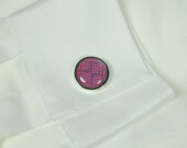 Magnetic Purple Pink Retro Print Pattern Cuff Links Cufflinks Photo