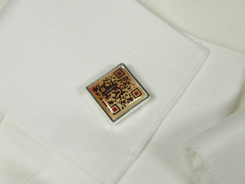 Magnetic QR Code Cuff Links Cufflinks Customized