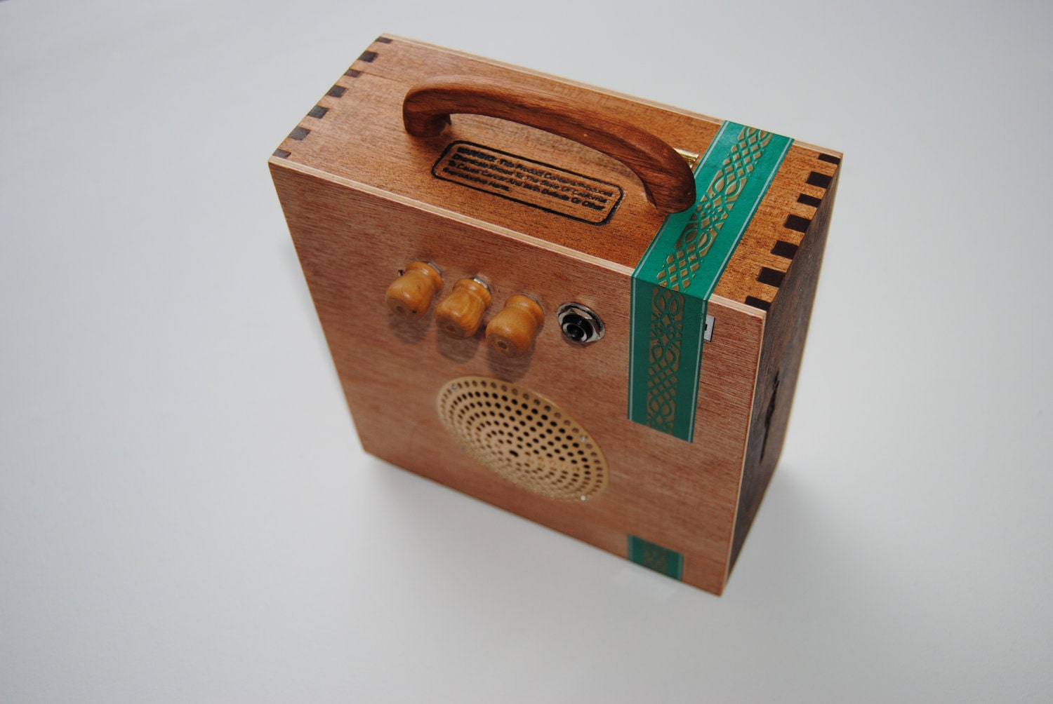 Handcrafted Cigar Box Amplifier / MP3 Speaker "Green Maduro" Ready To Ship