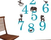 Vinyl Wall Decal - Number and animals - Decal Sticker