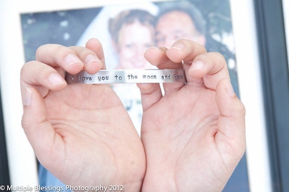 Handstamped Bracelet I love you to the moon and back. Makes a great gift. Perfect for Mother's Day.