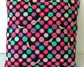 Japanese colorful on black background cushion cover, Slip cover, throw pillow, decorative cushion, accent pillow