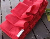 Ruffle Fleece Scarf / Bright Red / Chunky Warm Pleated / Handmade